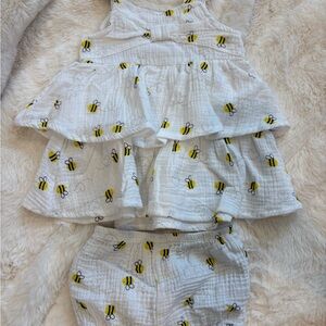 Koala Kids White and Yellow Bee Print Matching Set